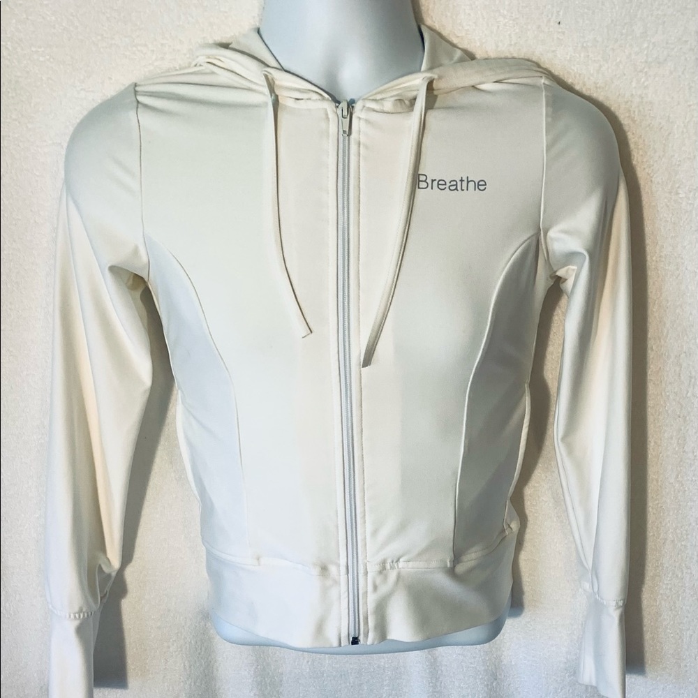 Breathe White SM Yoga Jacket W/ Maroon Skull Back